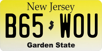 NJ license plate B65WOU