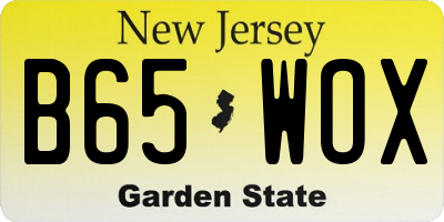 NJ license plate B65WOX