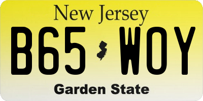 NJ license plate B65WOY