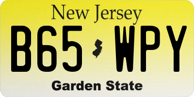 NJ license plate B65WPY