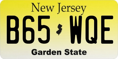 NJ license plate B65WQE