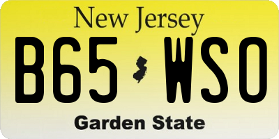 NJ license plate B65WSO