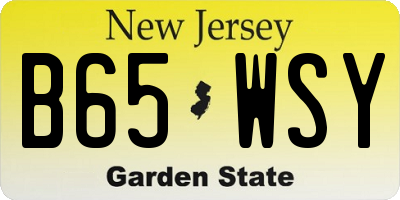 NJ license plate B65WSY