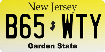 NJ license plate B65WTY