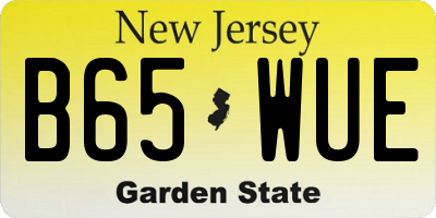 NJ license plate B65WUE