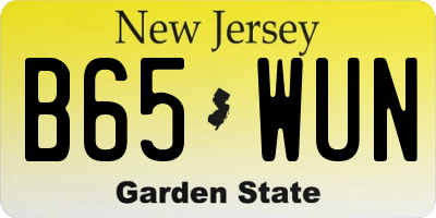 NJ license plate B65WUN