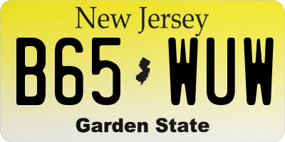NJ license plate B65WUW