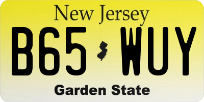 NJ license plate B65WUY