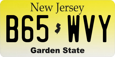 NJ license plate B65WVY