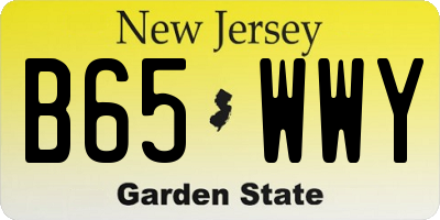 NJ license plate B65WWY