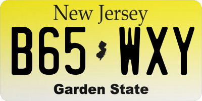 NJ license plate B65WXY