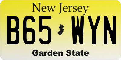 NJ license plate B65WYN