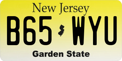 NJ license plate B65WYU