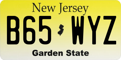 NJ license plate B65WYZ
