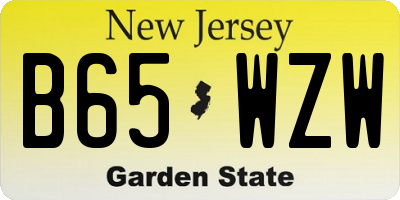 NJ license plate B65WZW