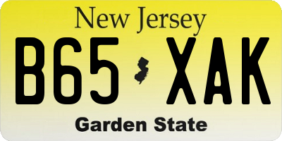 NJ license plate B65XAK