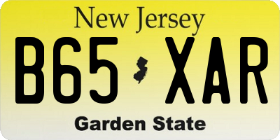 NJ license plate B65XAR