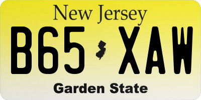 NJ license plate B65XAW