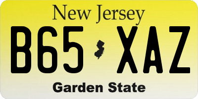 NJ license plate B65XAZ