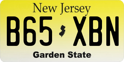 NJ license plate B65XBN