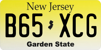 NJ license plate B65XCG