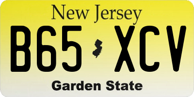 NJ license plate B65XCV