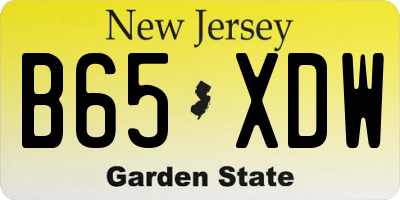 NJ license plate B65XDW
