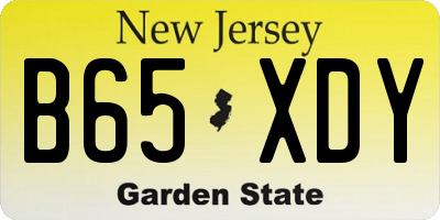 NJ license plate B65XDY