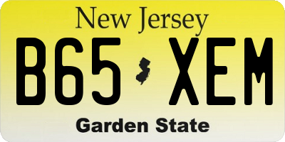 NJ license plate B65XEM