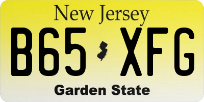 NJ license plate B65XFG