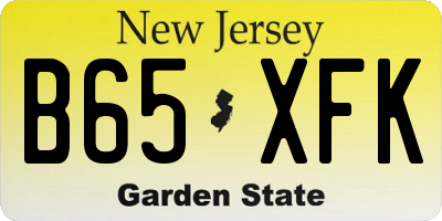 NJ license plate B65XFK