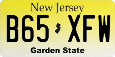 NJ license plate B65XFW