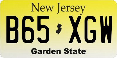 NJ license plate B65XGW