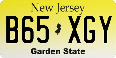 NJ license plate B65XGY
