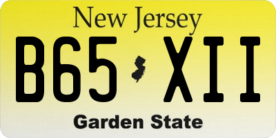 NJ license plate B65XII