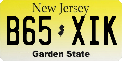 NJ license plate B65XIK