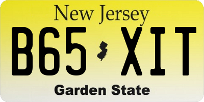 NJ license plate B65XIT