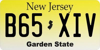 NJ license plate B65XIV