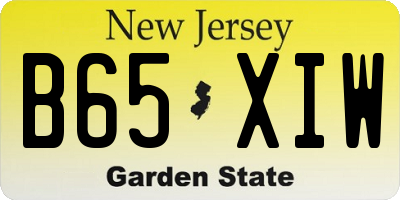 NJ license plate B65XIW