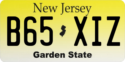 NJ license plate B65XIZ