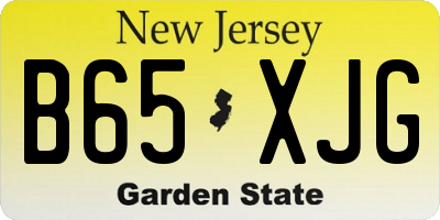 NJ license plate B65XJG