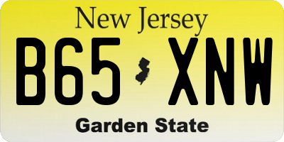 NJ license plate B65XNW