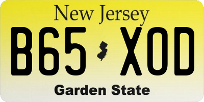 NJ license plate B65XOD