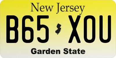 NJ license plate B65XOU