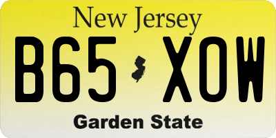 NJ license plate B65XOW