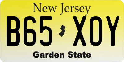 NJ license plate B65XOY