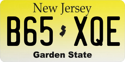 NJ license plate B65XQE