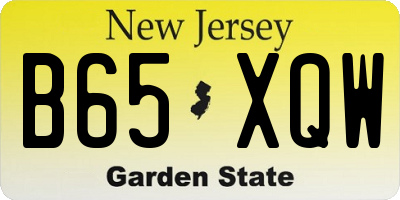 NJ license plate B65XQW