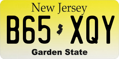 NJ license plate B65XQY