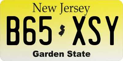 NJ license plate B65XSY